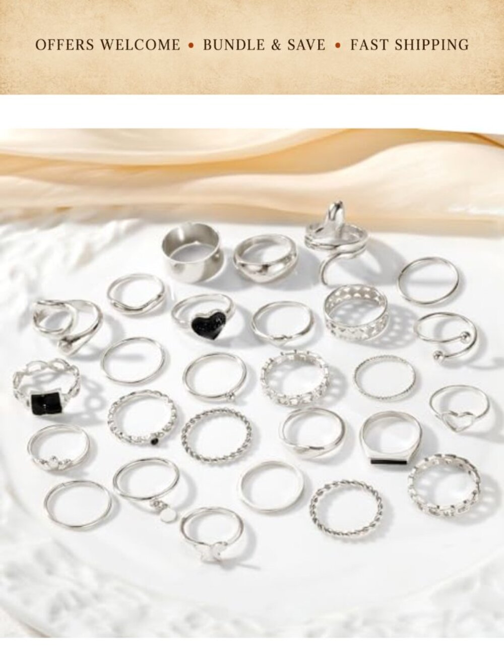 Stackable Rings Set 27pc Hypoallergenic Stacking Knuckle Rings Jewelry Gift - Picture 3 of 6